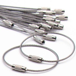 AOOTOOSPORT 20pcs Stainless Steel Wire Keychains Aircraft Cable Cable Key Ring for Hanging ID Tags or Luggage Tags,6.3 inch 2mm