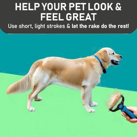 Trespovo Deshedding Dog Brush, Dematting Comb for Cat and Dog, Pet Grooming Brush and Rake for Small, Medium Large Dogs Double Sided Deshedding Tool Removes Knots & Tangled Hair