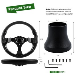 VOONKE Golf Cart Steering Wheel and Golf Adapter for Club Car DS Golf Carts Bundle-(5156BLACK)