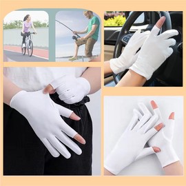 SIQITECH Half Finger Gloves, UV Protection, Women's, Summer, Sunscreen, Driving Gloves, Short, 2 Finger Out, Sweat Absorbent, Quick Drying, Anti-Slip, For Work / Driving / Cycling, white