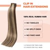 UGOTRAYS Clip in Hair Extensions Highlight Chocolate Brown to Caramel
