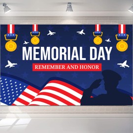 Large Memorial Day Banner Backdrop, Memorial Day Decorations, Remember and Honor Backdrop Banner, Memorial Day Background Patriotic Backdrop for Photography