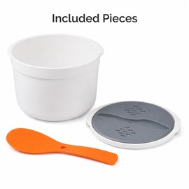Microwave Rice Cooker for Home and Office - Multifunction Food Steamer, Portable Bento Lunch Box and Food Container Orange