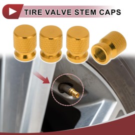 HEROFFIX 4 Pcs Mesh Pattern Tire Valve Stem Caps Decorative Tyre Valve Dust Covers 7x16mm Gold Tone Aluminum Alloy