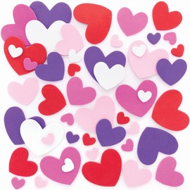 Baker Ross Heart Foam Stickers - Pack of 300, Foam Valentine's Stickers for Children (FC447)