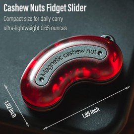Magnetic Fidget Slider Toy, Cashew Nuts Design, 3-Layer Structure, Aviation Grade PC, 1.9 x 1 x 0.75 inches (Dark Red)
