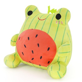 FAFVBING Chubby Frog Plush Pillow, Room Decor Plush Toy, Animal Cute Plush Toy, Gift for Kid9 INs(Watermelon)
