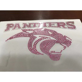 Unbranded PANTHERS CRYSTAL & HOT PINK RHINESTONE IRON ON TRANSFER  Size 7”x4”