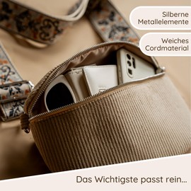 Artvall - Shoulder Bag Cord Bag Handbag Soft Corduroy Bag Bum Bag Small with Shoulder Strap Design Bag Strap Removable Adjustable Strap Crossbody Bag Waist Bag Women with Zip, Taupe (Boho Beige |