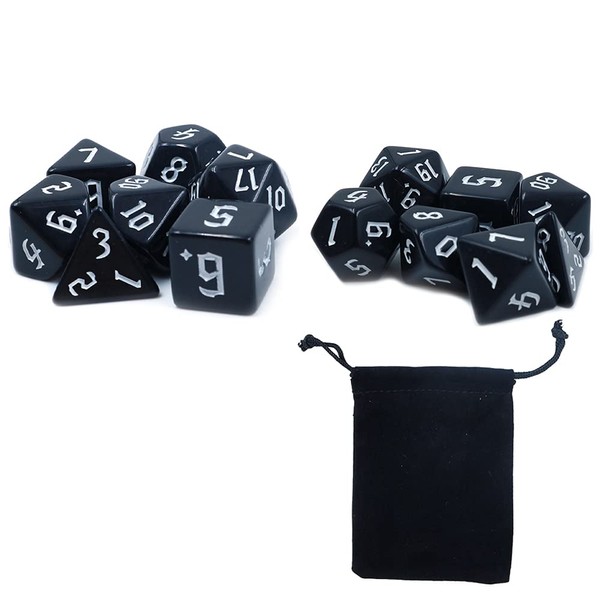 DollaTek 2 Sets Black Dice Polyhedral 7-Die Dice Set Compatible