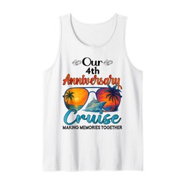 Mens Our 4th Anniversary Cruise Vacation Husband Wife Couple Tank Top