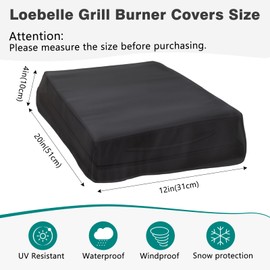 Loebelle Burner Covers for Blaze Single Side Burner Built-in 12 Inch, Heavy Duty Grill Burner Cover Waterproof Windproof （Black）