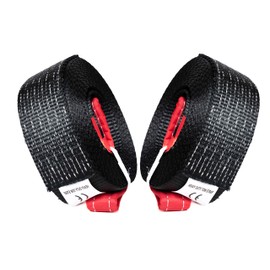 2 Pack - 3in 30ft HiGear Black Tow Strap 6.5 Ton Polyester Rope with 2 Red Loops 14,000lb Towing Recovery