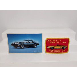 Vintage Corvette Gift Idea Stocking Stuffer Vtg 70s Postcard & Patch Lot