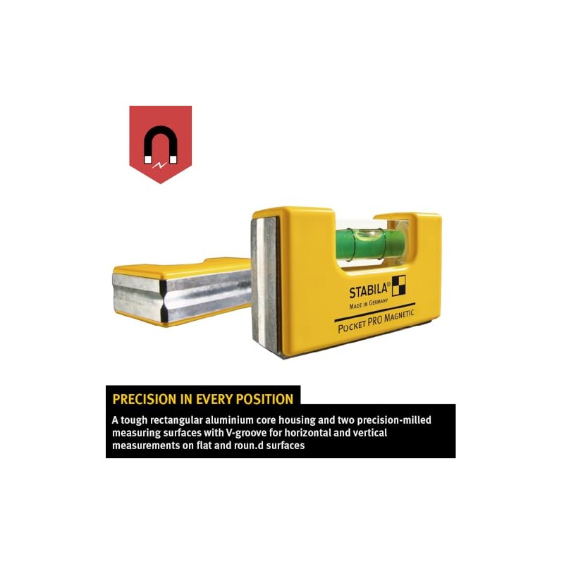 Stabila 11901 Nivel de bolsillo magnético PRO con funda amarilla