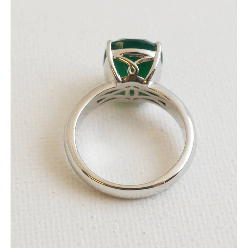 Green Onyx Sterling Silver Ring US Size 9 Diameter 19