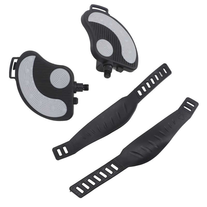 2PCS Exercise Bike Pedals with Straps PP PVC Stainless Steel