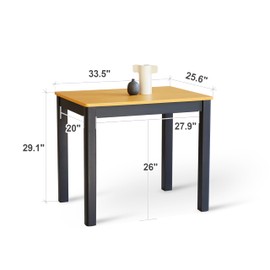 Livinia Cabin 33.5" Wooden Dining Table/Small Rectangular Modern Farmhouse Solid Wood Kitchen Table Desk (Black Oak)