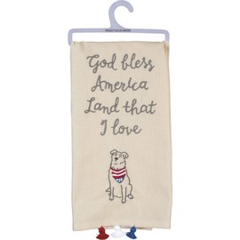 Primitives by Kathy Patriotic Embroidered Dish Towel, 20 x 26-Inches, God Bless America