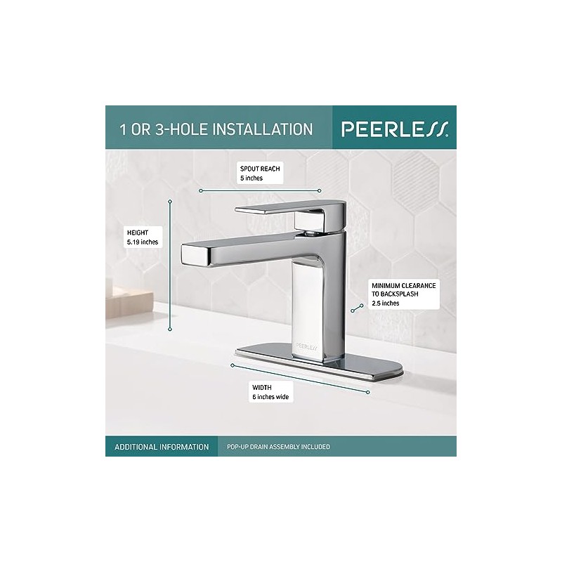 Peerless Xander Single Hole Bathroom Faucet, Single Handle Bathroom Faucet