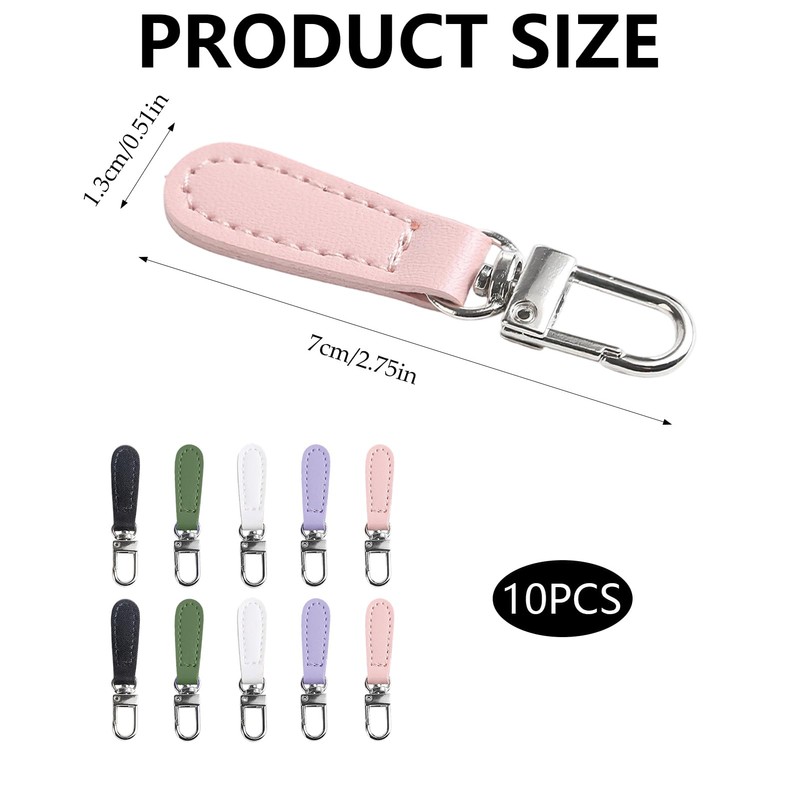 10 Pcs Leather Zipper Pulls Replacement - Detachable Zipper Tab