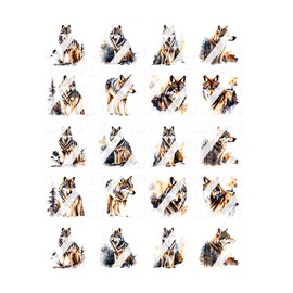 Wolf Nail Art Decals - Waterslide Nail Decals - Design #2