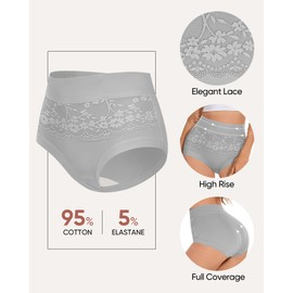 MIOTAN Women's Underwear Pack Cotton High Waisted Ladies Panties Postpartum Post Partum Moisture Wicking Breathable Tummy Control, XL Multicolor