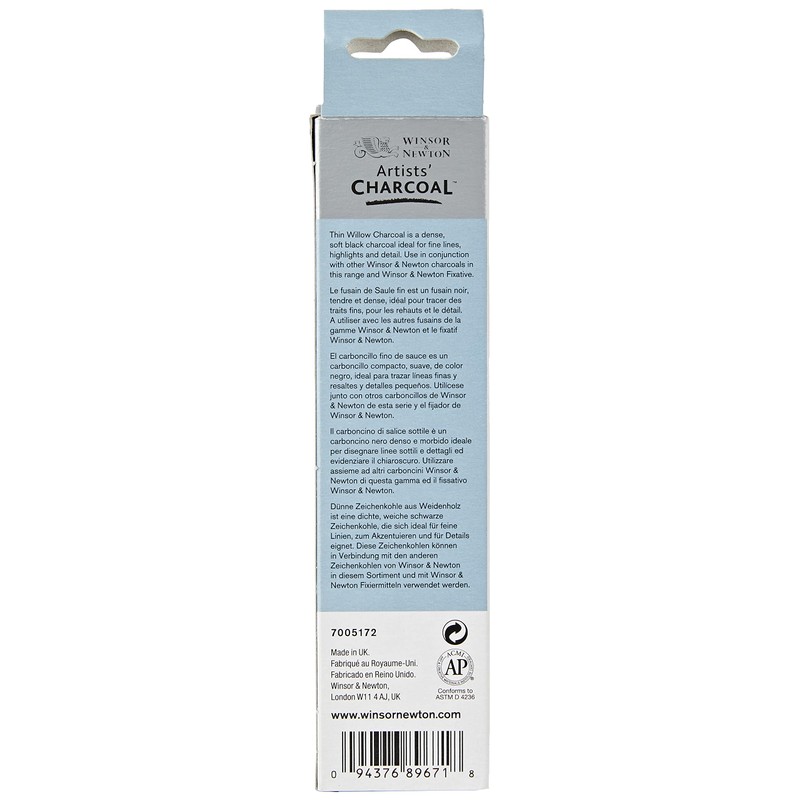 Winsor & Newton ウィンザー&ニュートン チャコール (木炭) No.4 細 12本入