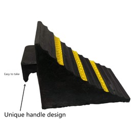 2 Pack Heavy Duty Large Solid Rubber Wheel Chocks for Travel Trailer Hauler Truck Fire Truck Commercial Vehicle RV with Reflective Tapes 13.4" x 6" x 7.3" Black and Yellow