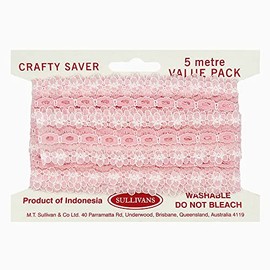 Sullivans Crafty Saver Eyelet Lace, 5 Meter Length x 35 mm Width, Pink