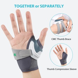 KD Thumb Brace: CMC Thumb Brace for Osteoarthritis CMC Joint Arthritis Pain, Thumb Splint Stabilizer with Thumb Sleeve, Flexible (Large, Right Hand)