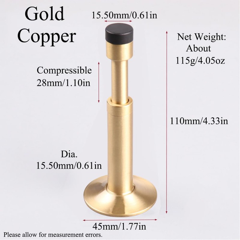Door Stopper, Brass Sound Dampening Door Bumpers Retractable Hydraulic Shock