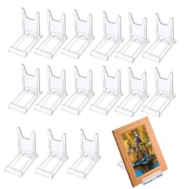15Pcs Clear Plastic Display Stand, Two Part Adjustable Clear Acrylic Display Stand, Clear Display Stand Adjustable Clear Acrylic Plastic Display Stands, for Picture Frames Display Books Dishes Photos