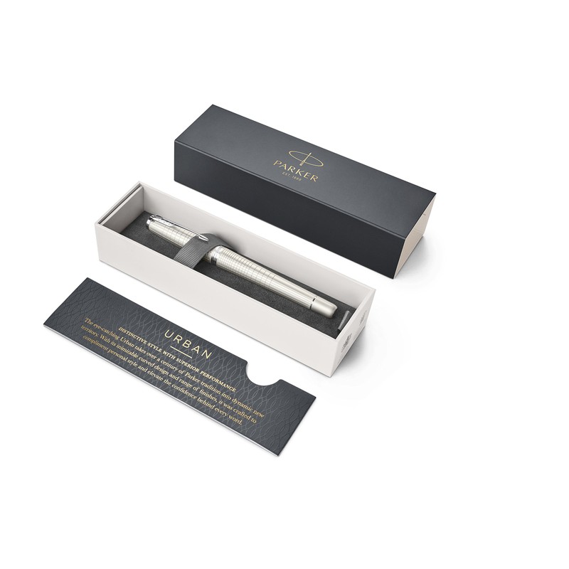 Parker Urban Fountain Pen, Premium Pearl Metal Chiselled with Medium