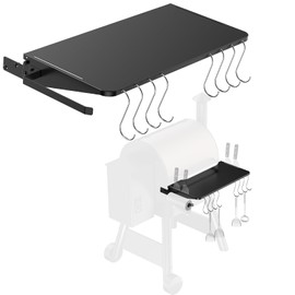 PHYESUVIN Folding Shelf for Traeger Pellet Grills, BAC362 Pellet Front Shelf with Hooks and Paper Towel Holder for Traeger Pro 22, Pro 575, Eastwood 22, Ironwood 650 and Century 22 Series Pellet Grill