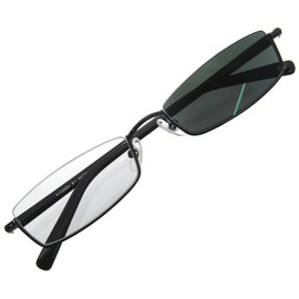 k-eines 12003s Sunglasses, Fashionable Square Underrim, Unisex, Lightweight, UV Blue Light Reduction, Visible Light Dimming, Black