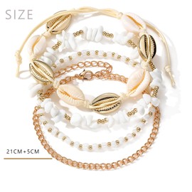 Waeceip Beach Ankle Bracelets For Women Summer Boho Anklets For Women Seashell Beaded Anklets Summer Jewelry Beach Vacation Accessories Hawaiian Gifts (shell with 4)