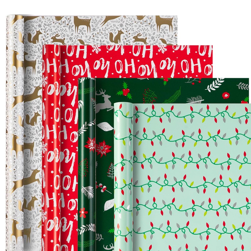 Christmas Wrapping Paper (4 Rolls: 148 sq. ft. ttl) Reindeer,