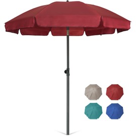 AMMSUN Patio Umbrella, 6.5 ft Outdoor Table Umbrella with Tilt Steel Pole, UPF50+ Protection, Great for Outdoor Garden Backyard, Maroon