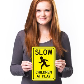 Slow Children at Play Sign, 10x7 Inches, Rust Free .040 Aluminum, Fade Resistant, Made in USA