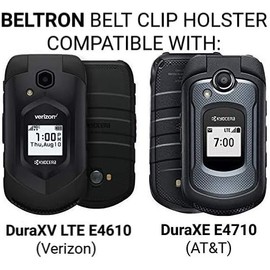 BELTRON DuraXV LTE Belt Clip Holster, Heavy Duty Rotating Belt Clip Holder Case for Kyocera DuraXV LTE E4610 (Verizon), DuraXE E4710 (AT&T), Secure Fit with Quick Release Latch & Kickstand Black
