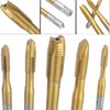 Gasea 5pcs Spiral Point Tap Set, HSS Titanium Coating Threading