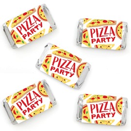 Big Dot of Happiness Pizza Party Time - Mini Candy Bar Wrapper Stickers - Baby Shower or Birthday Party Small Favors - 40 Count