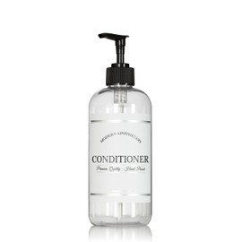 Artanis Home Refillable Clear PET Plastic 16 oz Conditioner Bottle with Black Plastic Pump Dispenser - Chrome Accent Waterproof Labeled Bottle