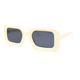 SA106 Womens Mod Narrow Rectangle Minimal Fashion Plastic Sunglasses Ivory - Black