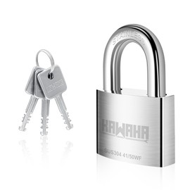 KAWAHA 41/50KD-3SK 5cm (50mm) High Security Padlock with Key for Indoor and Outdoor Use (SUS304 Stainless Steel, Heavy Duty, Rustproof) (50mm, 3 Keys)