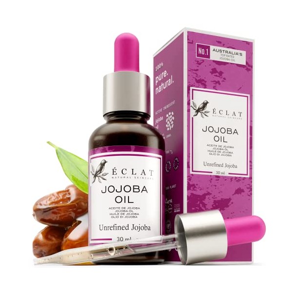 Organic Jojoba Oil for Hair & Skin - Pure, Unrefined Jojoba Oil for Face, Body, Beard & Nails - Hydrating, Regenerating Natural Moisturizer - Cold Pressed, Dermatologist Approved, 1oz / 30ml