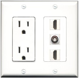 RiteAV - 15 Amp Power Outlet 2 Port HDMI 1 Port BNC Decorative Wall Plate