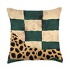 Green Vintage Checkered Cheetah Print Kiss Pattern Throw Pillow