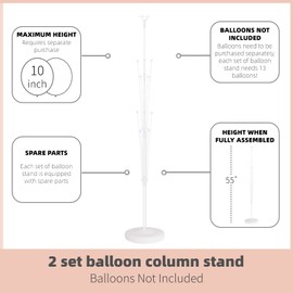 Hiins Balloon Column Stand Kit Set of 2 - Balloon Tower with Stand, Base, and Pole,Backdrop Decoration for Wedding, Baby Shower, Birthday Party, or Bachelorette Parties (No balloon)